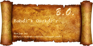 Babák Oszkár névjegykártya